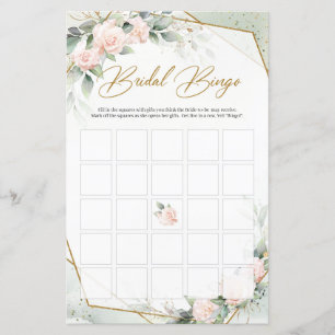 Blush rosa floral eucalipto e bingo de casamento d