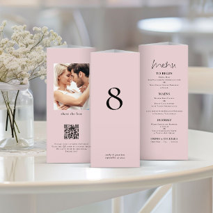 Blush Rosa Menu de Casamento Foto Mesa Nº Trifolha