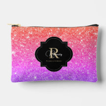 Blush Rosa Roxo Ombre Glitter Nome Monograma 