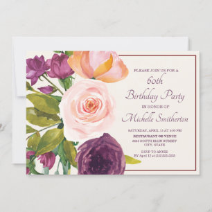 Blush Roxo Floral Creme Aniversário de 60 anos