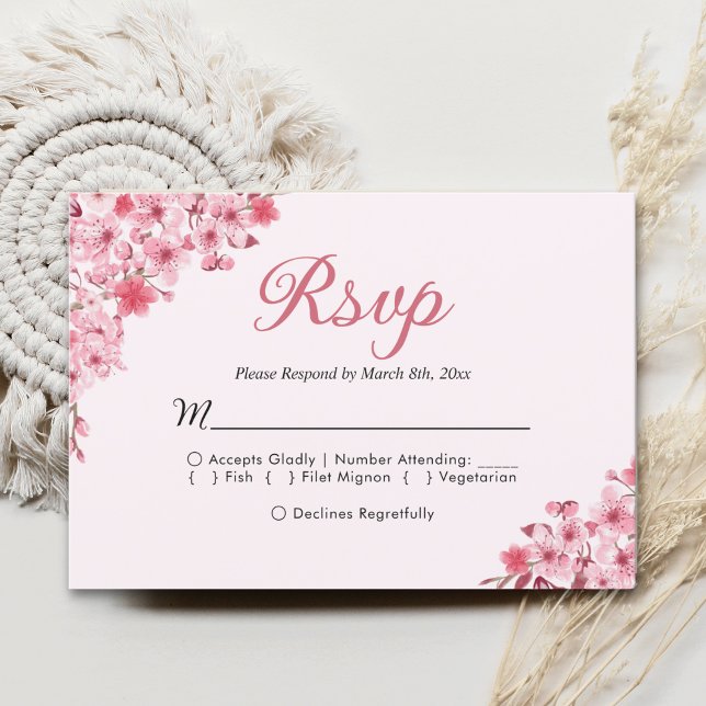 Blush Sakura Wedding – Spring Floral  RSVP (Criador carregado)