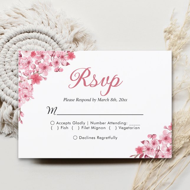 Blush Sakura Wedding – Spring Floral  RSVP (Criador carregado)