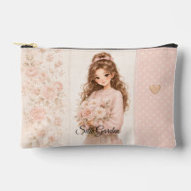 Blush Silk Garden Floral Bolsa de Maquiagem editáv