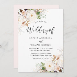 Blush White Wonderland Flowers Convite De Casament