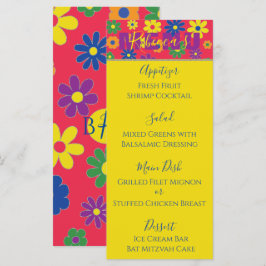 BM Bat ou Bar Mitzvah Elegante Menu de Comida Flor