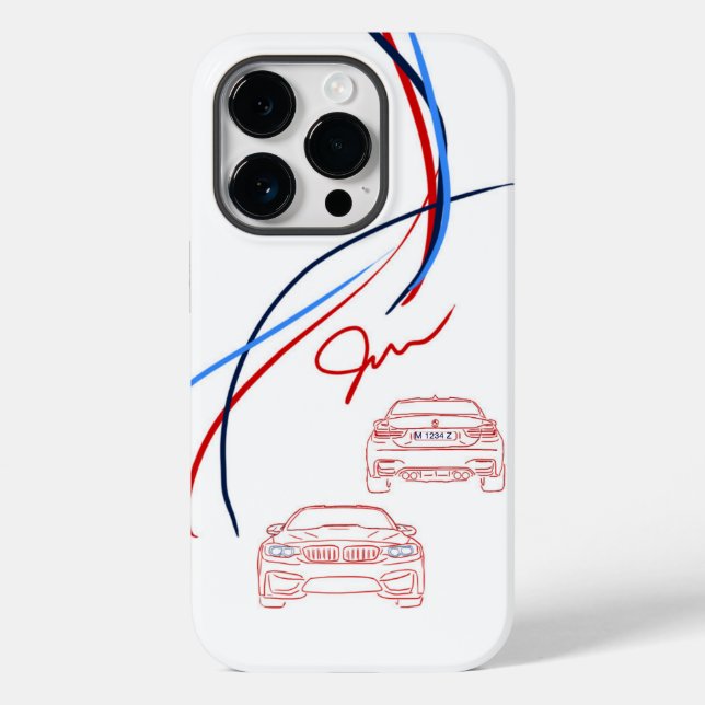 BMW M3/M4 Stripes iPhone 14 Caso (Verso)