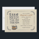 Boa Cerveja Com O Convite Para Amigos<br><div class="desc">Um convite rústico com uma caneca vintage de cerveja com as palavras "Boa cerveja com os amigos" e um quadro decorativo. Adequado para comemorações de aniversário, parabéns promocionais, despedida de solteiro e muito mais. (FP) O cartão é fácil de personalizar com sua redação, fonte, cor da fonte, opções de forma...</div>