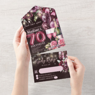 Boa Como Vinho 70 de Luxo Aniversário Rsvp