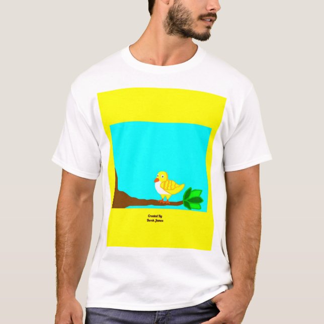 Boa Manhã Camiseta Básica Branca de Pássaros Amare (Frente)