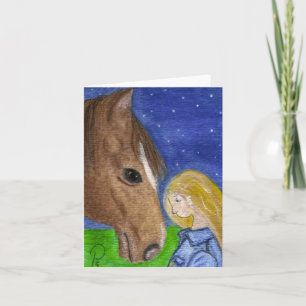Boa noite meu cartão de nota do cavalo e da menin