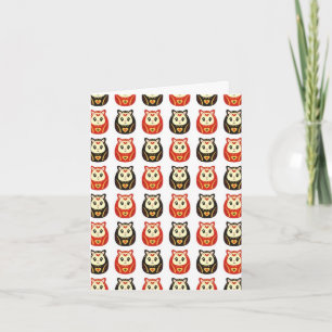 Boa Sorte, Estilo Kawaii - Cartão Daruma