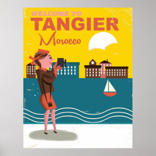 Boa vinda ao poster das viagens vintage de Tânger
