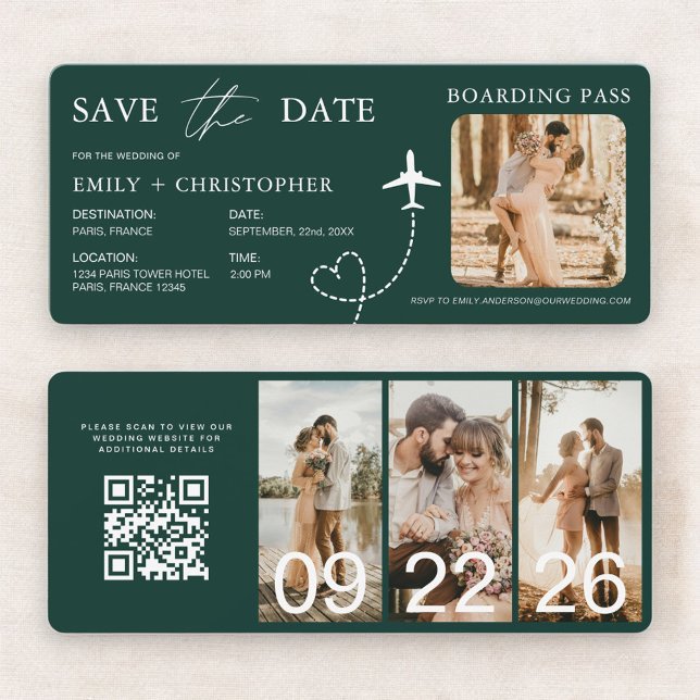 Boarding Pass Destination Save the Date QR Code  (Criador carregado)