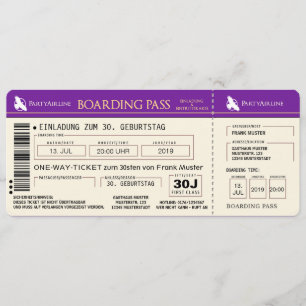 BOARDING PASSAPORTE Flugticket cartão de convite