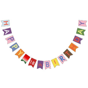 boas bandeiras de bunting de aniversário de 18 ano