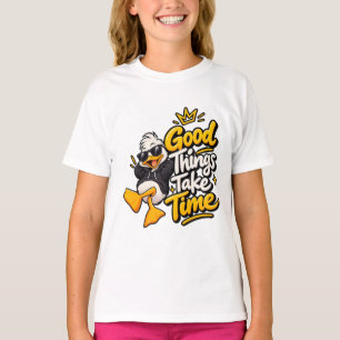 Boas Coisas Levam Tempo Camiseta Funny Cool Duck D