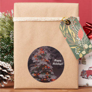 Boas festas a árvore ilumina etiquetas