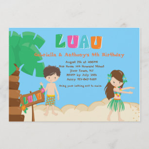 Boas Gêmeas Menino e Garota Luau Convite de Aniver