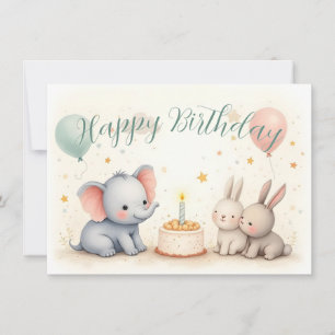 Boas saudações de aniversário com amigos animais