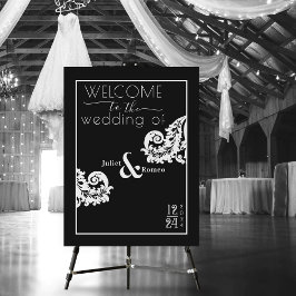 Boas-vindas ao Casamento Elegante Branco e Negro M