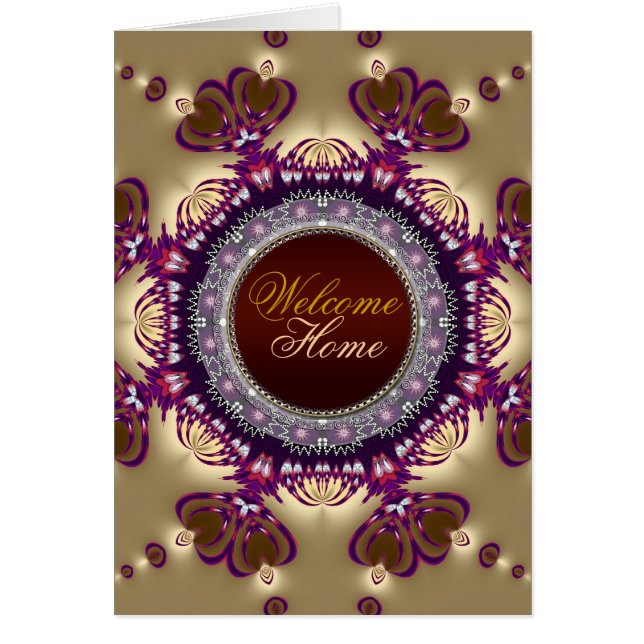 Boas-vindas ao Home Dourado Cartão Satin Twin Hear (Frente)