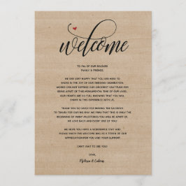 Boas-vindas e Cartão Itinerário do Casamento de fa