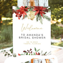 BOAS-VINDAS JOY Winter Red Poinsettia Chá de Noiva