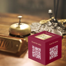 Boas-vindas logo QR códigos burgundy info mesa