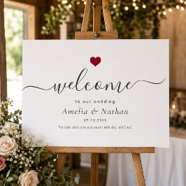 Boas-vindas Minimalistas Casamento Vermelho Burgun
