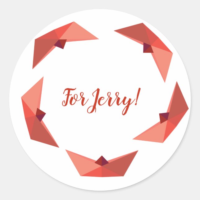 Boat, Paper Hat, adesivo de nome personalizado (Frente)