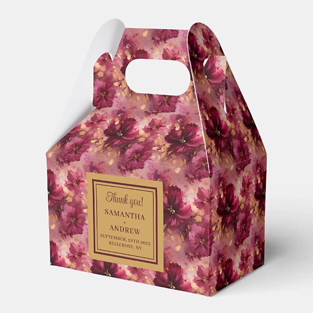 Boate Dourado da Elegante Blush Burgundy - Caixa d (Elegant Blush Burgundy Gold Wedding Thank You Box)