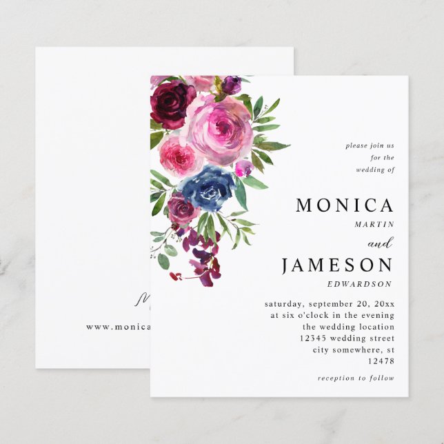 Boate Floral Azul-Rosa-Quente e Marinho 3 (Frente/Verso)