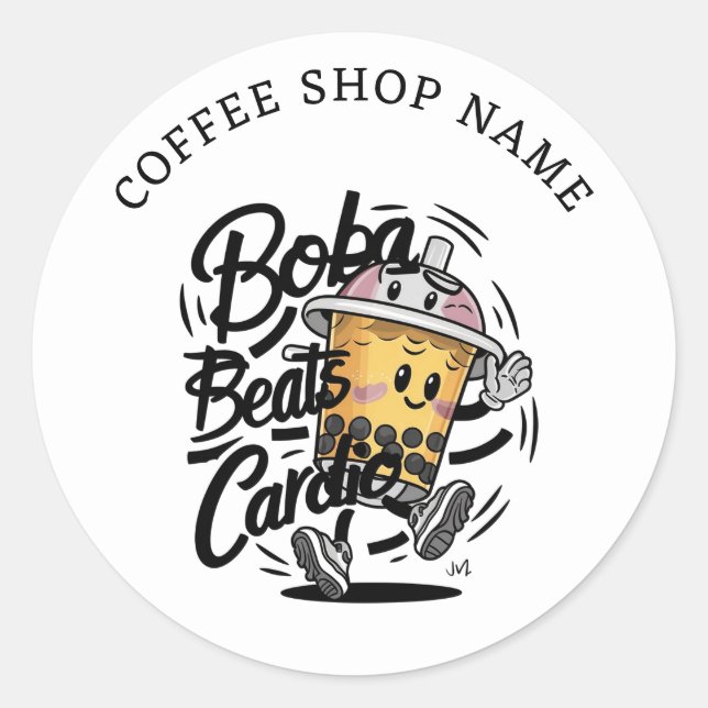 Boba Beats Cardio Engraçado Marca autocolante (Frente)