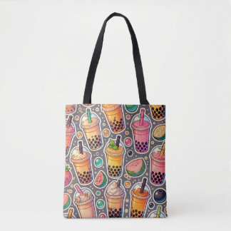 Boba Tea Allover Impressão Tote Bag