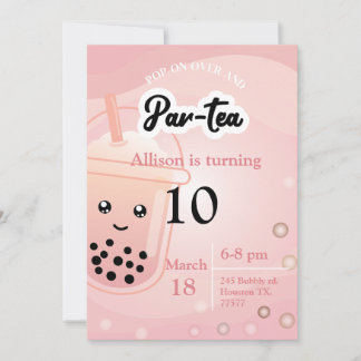 Boba Tea Convite de aniversário