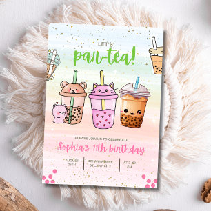 Boba Tea Convite de aniversário, Boba Par-Tea