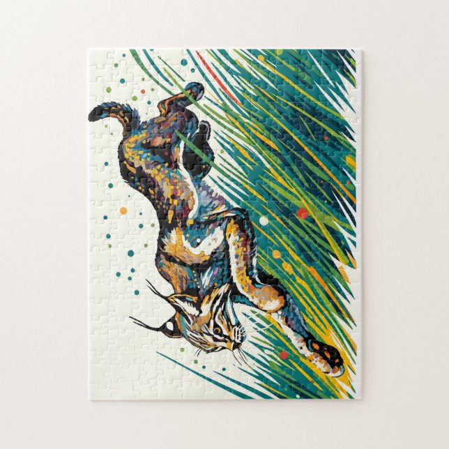 Bobcat Leaping Quebra-cabeça (Vertical)