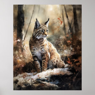 Bobcat Woodland Animal Art Impressão Poster