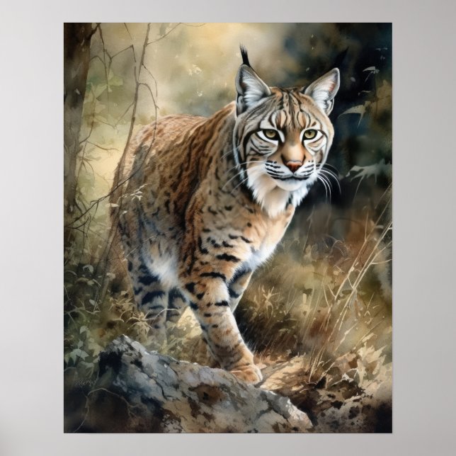 Bobcat Woodland Animal Art Impressão Poster (Frente)