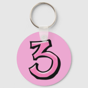 Bobo Número 3 Chaveiro rosa