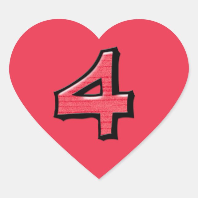 Bobo número 4, adesivo vermelho do coração (Frente)