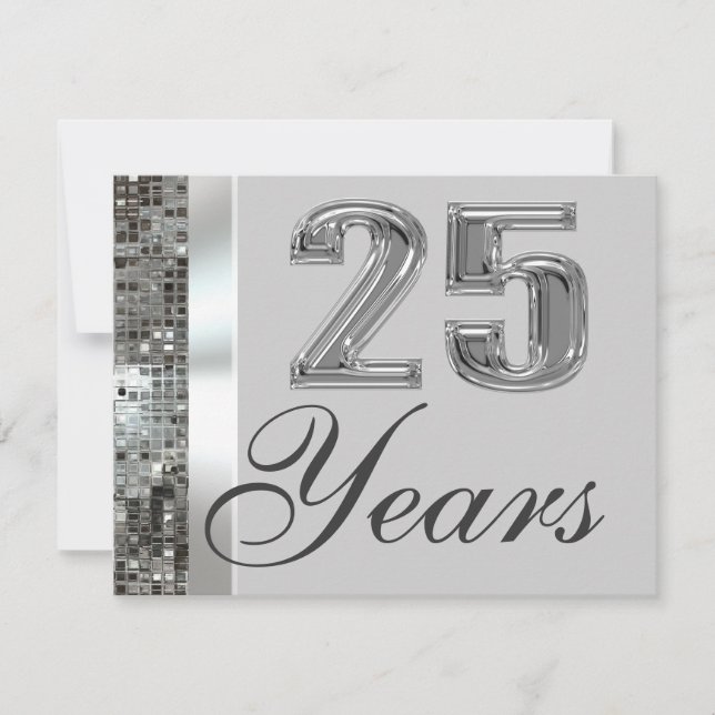 Bodas de Prata 25 Anos Convite Elegante de Anivers (Frente)
