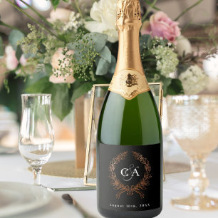 Bodas de rosa dourado com iniciais de monograma pr