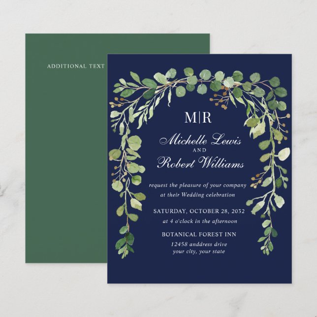 Bodas de Verão da primavera no Arco FLORAL Azul (Frente/Verso)