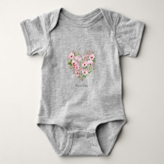 Body Bodysuit Floral de Coração Rosa para Bebê