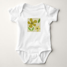 Body Camisa Bebê com Desenho de Flor Bege
