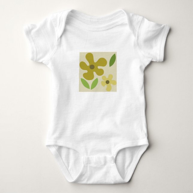 Body Camisa Bebê com Desenho de Flor Bege (Frente)