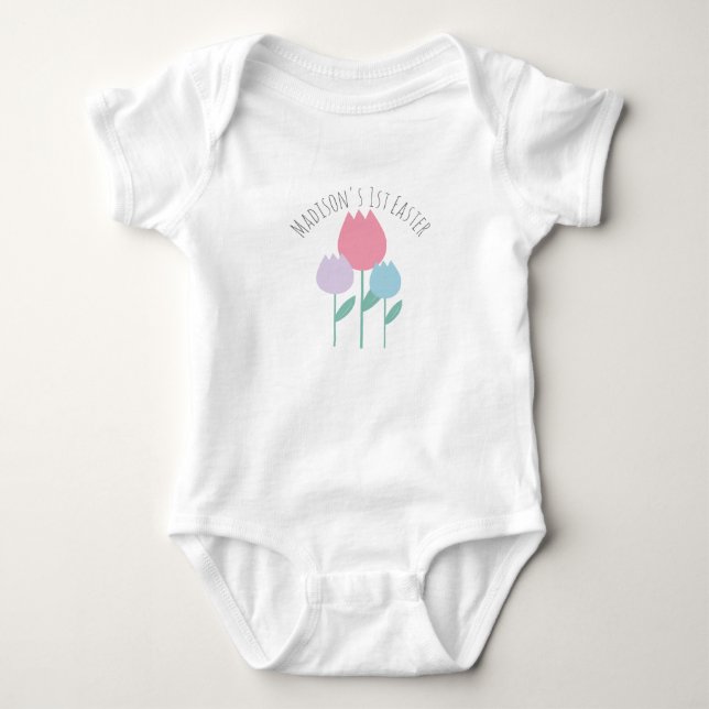 Body de Bebê Primaveril Tulipas de Páscoa para Beb (Frente)