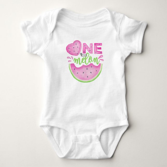 Body de Bebê Um em um Melão para Primeiro Aniversá (Frente)
