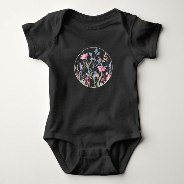 Body de Jersey Fino para Bebê com Círculo de Flore (Frente)